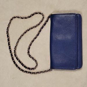 Nordstrom Genuine Leather Crossbody Clutch purse - Blue